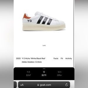 Like New Men’s Adidas 2020 Y-3 Hicho White Black Red Sneaker Size 12
